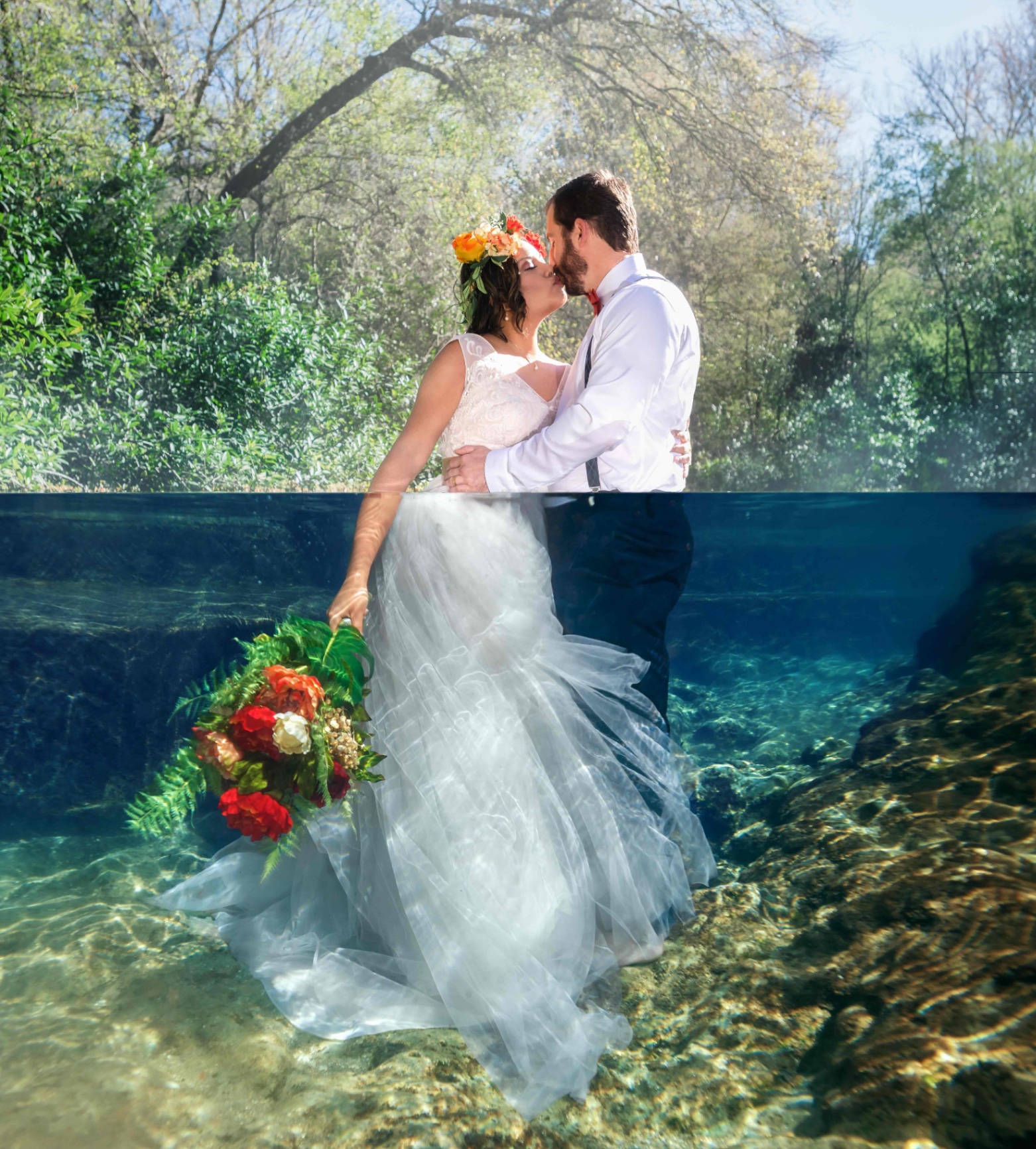 Half underwater elopement